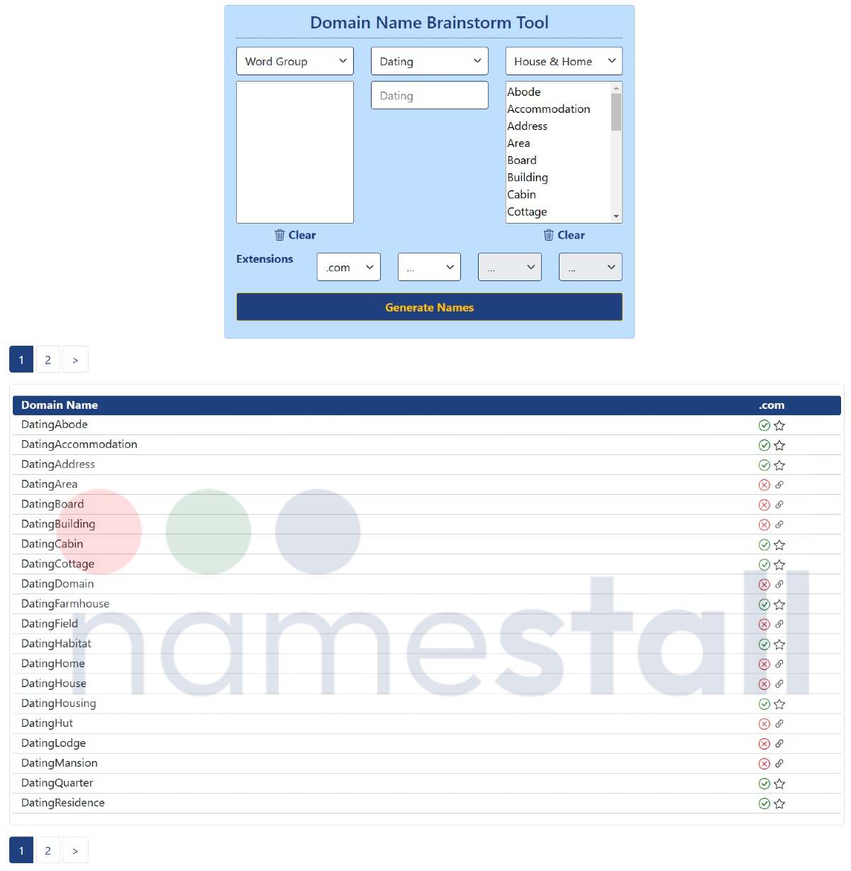 Domain Name Brainstorm Two Words Example of Two Words Doamin Brainstorm